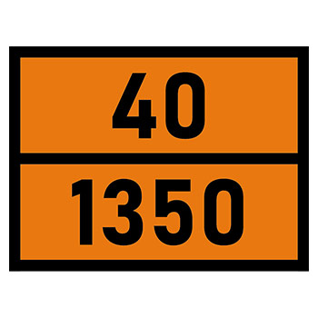 Табличка «Опасный груз 40-1350», Сера (светоотражающий металл, 400х300 мм)